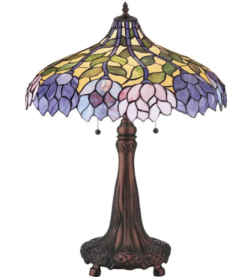 metal table lamps with a matte black finish for a sleek appearancemetal table lamps with a matte black finish for a sleek appearance26"H Stained Glass Wisteria Table Lamp