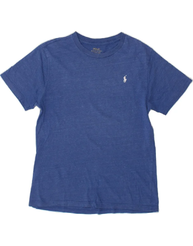 POLO RALPH LAUREN Boys T-Shirt Top 14-15 Years Large Blue Flecked