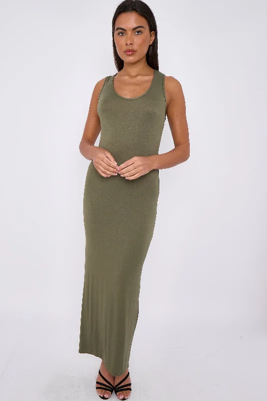 Aftershock London Khaki Racerback Maxi Dress