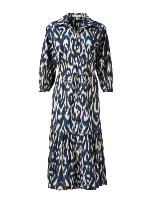 Hutton Ikat Print Cotton Shirt Dress