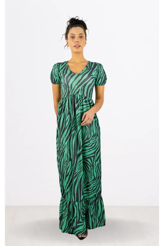 Signage Black Zebra Print Round Neck Maxi Dress