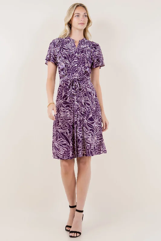 SS FLUTTER MANDARIN COLLAR BUTTON UP SHIRT DRESS - D3515-1433-3