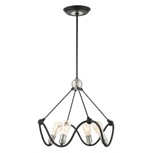 Chandeliers with Colored Glass for a Splash of ColorChandeliers with Colored Glass for a Splash of Color4 Light Textured Black with Brushed Nickel Accents Chandelier