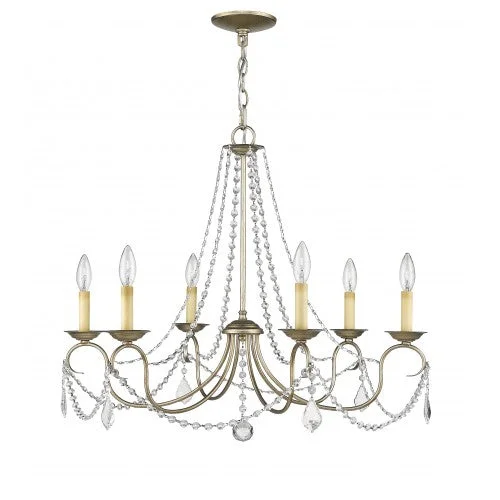 Chandeliers with Adjustable Height for Custom InstallationChandeliers with Adjustable Height for Custom Installation6 Light Antique Silver Leaf Chandelier