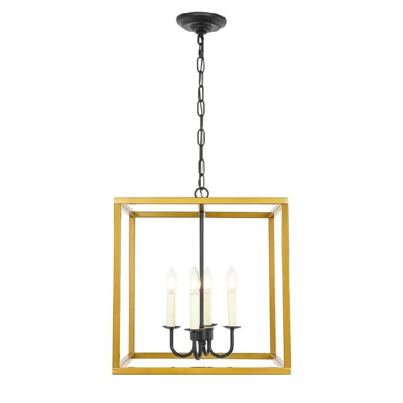 Chandeliers with Colored Glass for a Splash of ColorChandeliers with Colored Glass for a Splash of ColorEclipse 4 light Brass and Black pendant - Exact Size