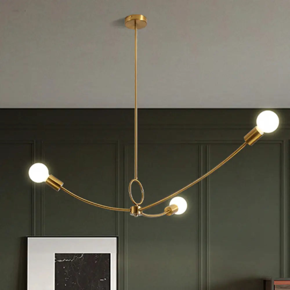 Traditional Brass Chandeliers for Classic InteriorsTraditional Brass Chandeliers for Classic InteriorsMinimalist Burst Ceiling Chandelier - Metallic 3 Bulb Pendant Light in Black/Gold for Dining Room