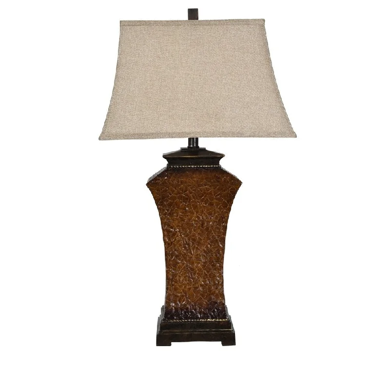 leather table lamps with a distressed texture for a rugged charmleather table lamps with a distressed texture for a rugged charmBanbury Crackle Brown 30.75-inch Resin Rectangle Bell Table Lamp - 17x13x30.75