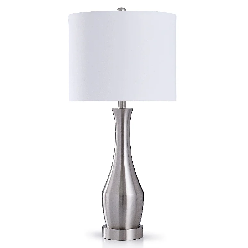 crystal table lamps with dazzling prisms for a glamorous effectcrystal table lamps with dazzling prisms for a glamorous effectStyleCraft Brushed Steel 1-light Table Lamp with White Linen