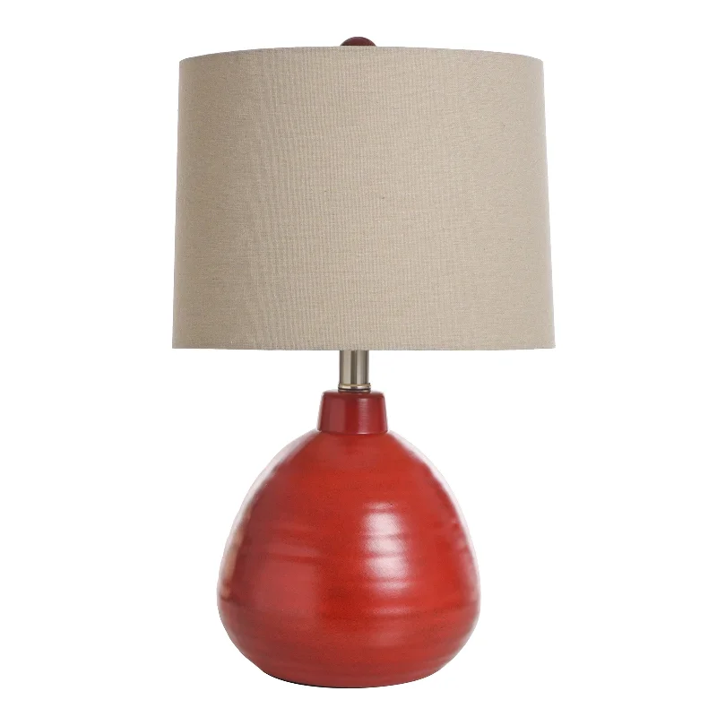 bohemian table lamps with colorful patterns for eclectic bedroomsbohemian table lamps with colorful patterns for eclectic bedroomsStyleCraft Cameron Ceramic Apple Red Table Lamp - White Linen Shade