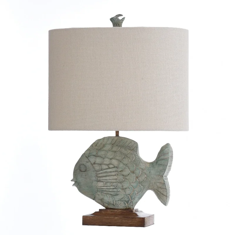 fabric table lamps with a linen shade for a relaxed and breathable lookfabric table lamps with a linen shade for a relaxed and breathable lookStyleCraft Ocean Blue Sculpted Fin and Scale Fish Table Lamp