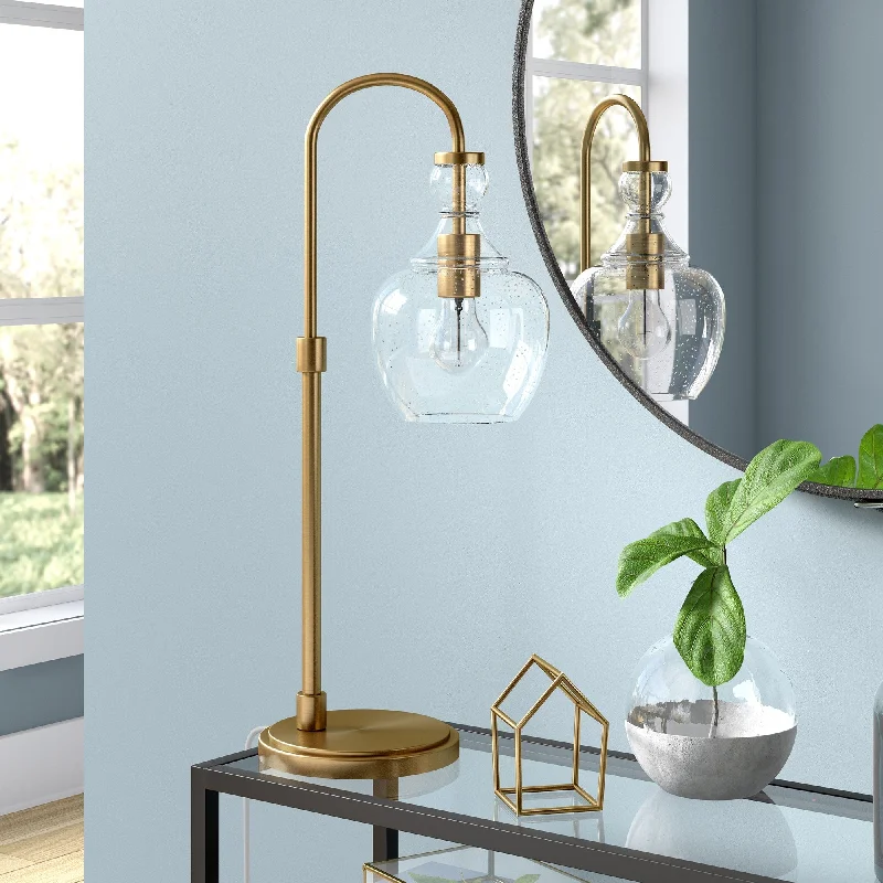 Brushed Brass with Seeded Glass Shade