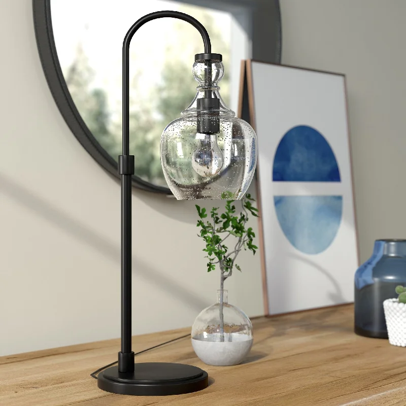 Blackened Bronze with Seeded Glass Shade