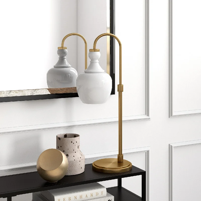 Brass with White Milk Glass Shade