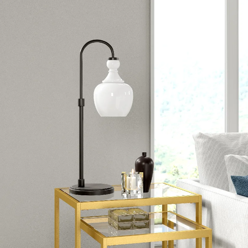 Blackened Bronze with White Milk Glass Shade